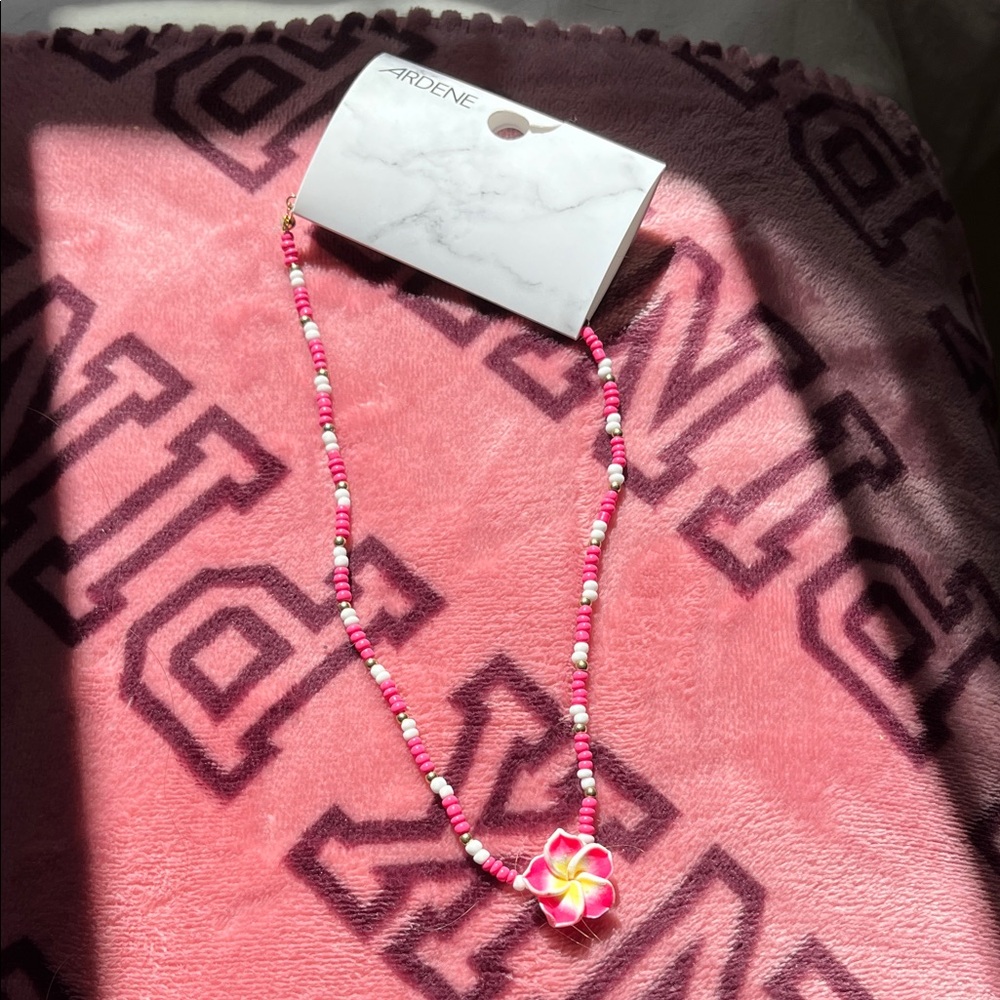Ardene Pink and White Beaded Kids Necklace